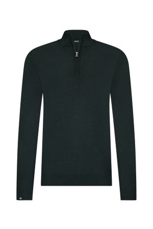 OS Merino halfzip donkergroen